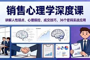 （16456期）销售心理学深度课，讲解人性弱点、心理操控、成交技巧，36个密码实战应用